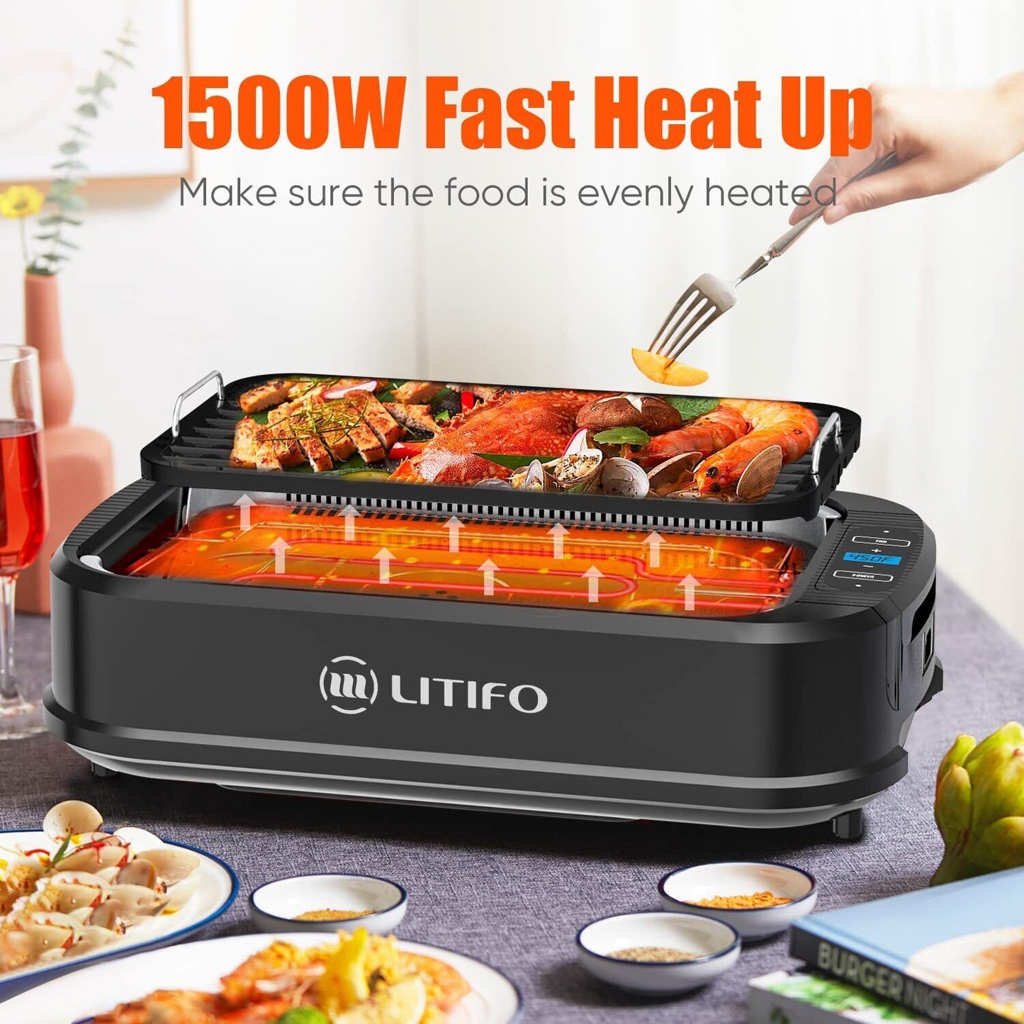 Litifo Smokeless Grill and Griddle __stock:150 Kitchen & Dining refund_fee:2200 Warranty