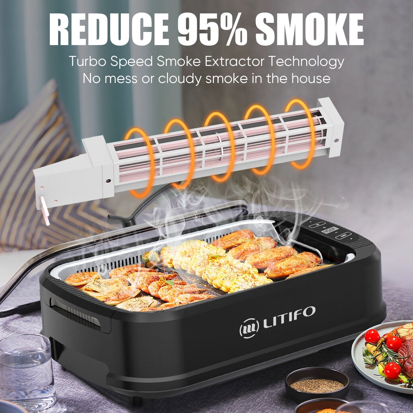 Litifo Smokeless Grill and Griddle __stock:150 Kitchen & Dining refund_fee:2200 Warranty