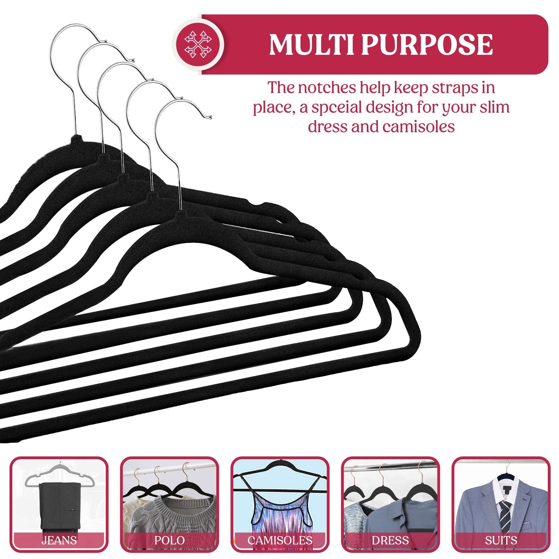 Lux Decor Collection Velvet Hangers Non-Slip Cloth Storage Organizer Space Saving Closet Clothing Hanger Pack __stock:100 Closet & Storage refund_fee:1200