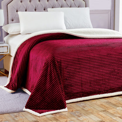 Luxurious Reversible Designer Sherpa King Burgundy __label2:BOGO 30% OFF Bedding refund_fee:1200