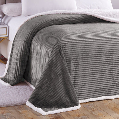 Luxurious Reversible Designer Sherpa King Gray __label2:BOGO 30% OFF Bedding refund_fee:1200