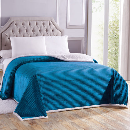 Luxurious Reversible Designer Sherpa King Teal __label2:BOGO 30% OFF Bedding refund_fee:1200