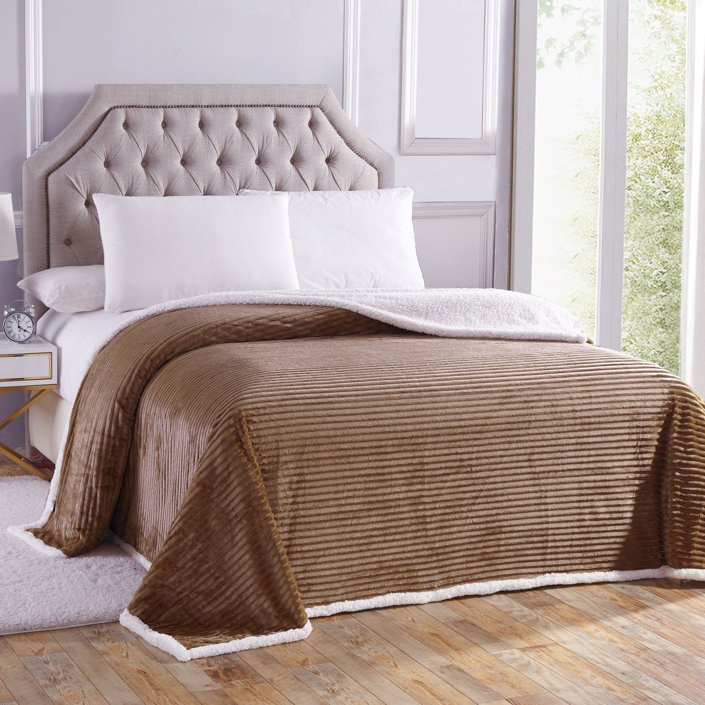 Luxurious Reversible Designer Sherpa Queen Beige __label2:BOGO 30% OFF Bedding refund_fee:1200