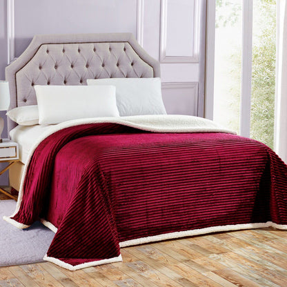 Luxurious Reversible Designer Sherpa Queen Burgundy __label2:BOGO 30% OFF Bedding refund_fee:1200