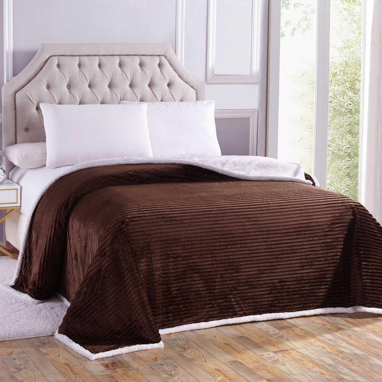 Luxurious Reversible Designer Sherpa Queen Chocolate __label2:BOGO 30% OFF Bedding refund_fee:1200