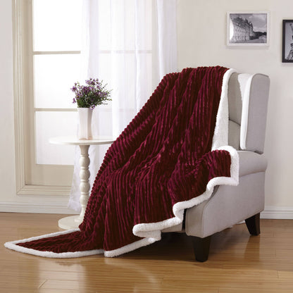 Luxurious Reversible Designer Sherpa Throw Burgundy __label2:BOGO 30% OFF Bedding refund_fee:1200