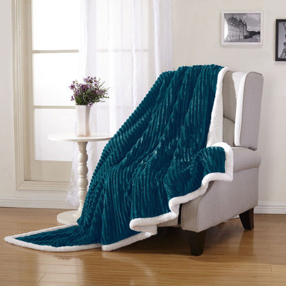 Luxurious Reversible Designer Sherpa Throw Teal __label2:BOGO 30% OFF Bedding refund_fee:1200