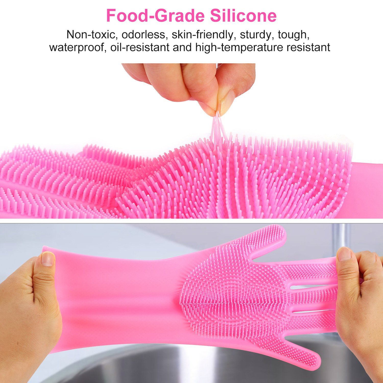 Magic Silicone Brush Dishwashing Gloves __stock:100 Kitchen & Dining refund_fee:800