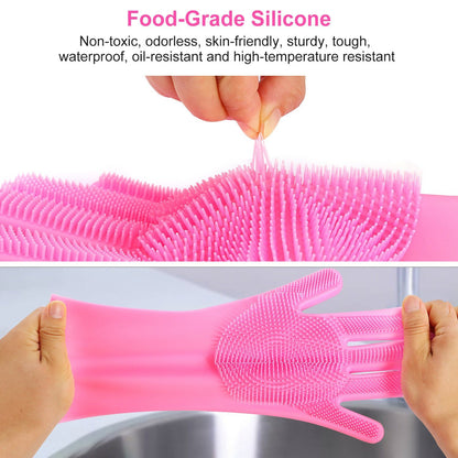 Magic Silicone Brush Dishwashing Gloves __stock:100 Kitchen & Dining refund_fee:800