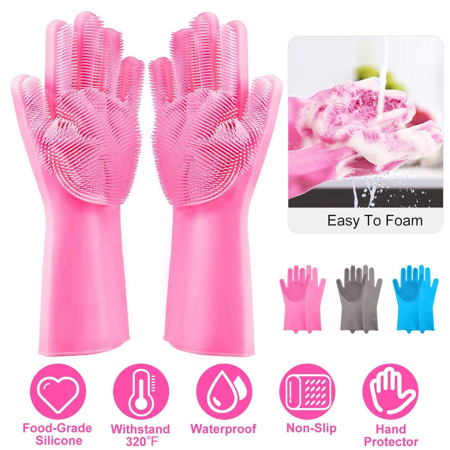 Magic Silicone Brush Dishwashing Gloves __stock:100 Kitchen & Dining refund_fee:800