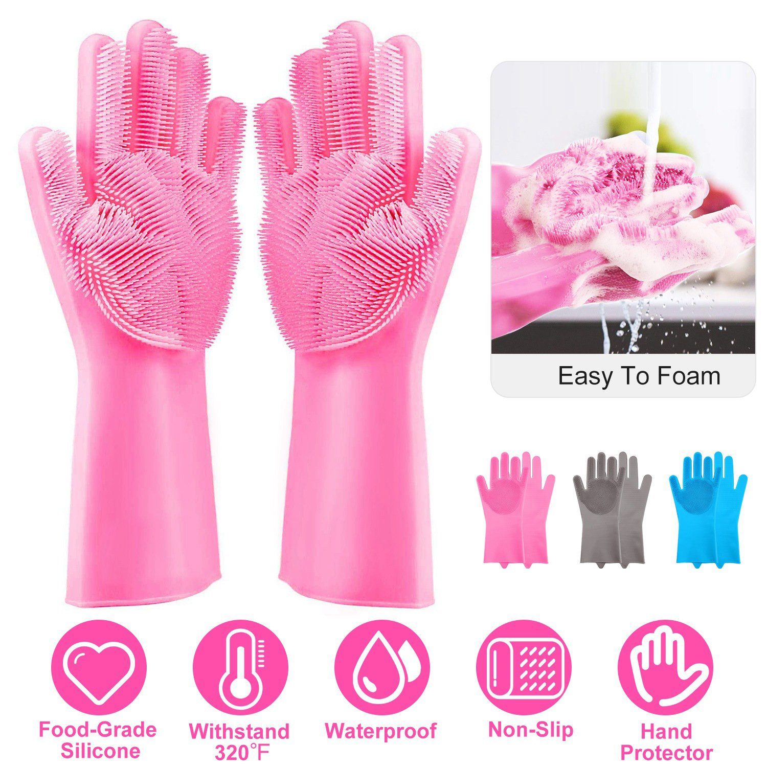 Magic Silicone Brush Dishwashing Gloves __stock:100 Kitchen & Dining refund_fee:800