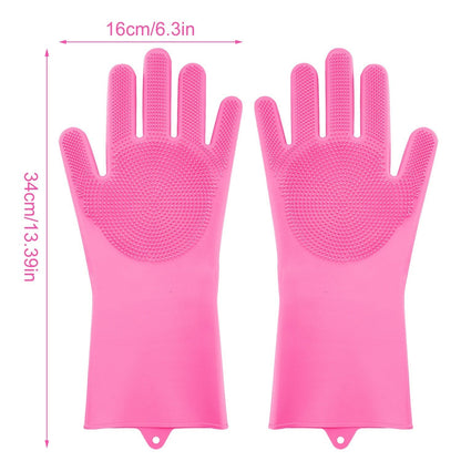 Magic Silicone Brush Dishwashing Gloves __stock:100 Kitchen & Dining refund_fee:800