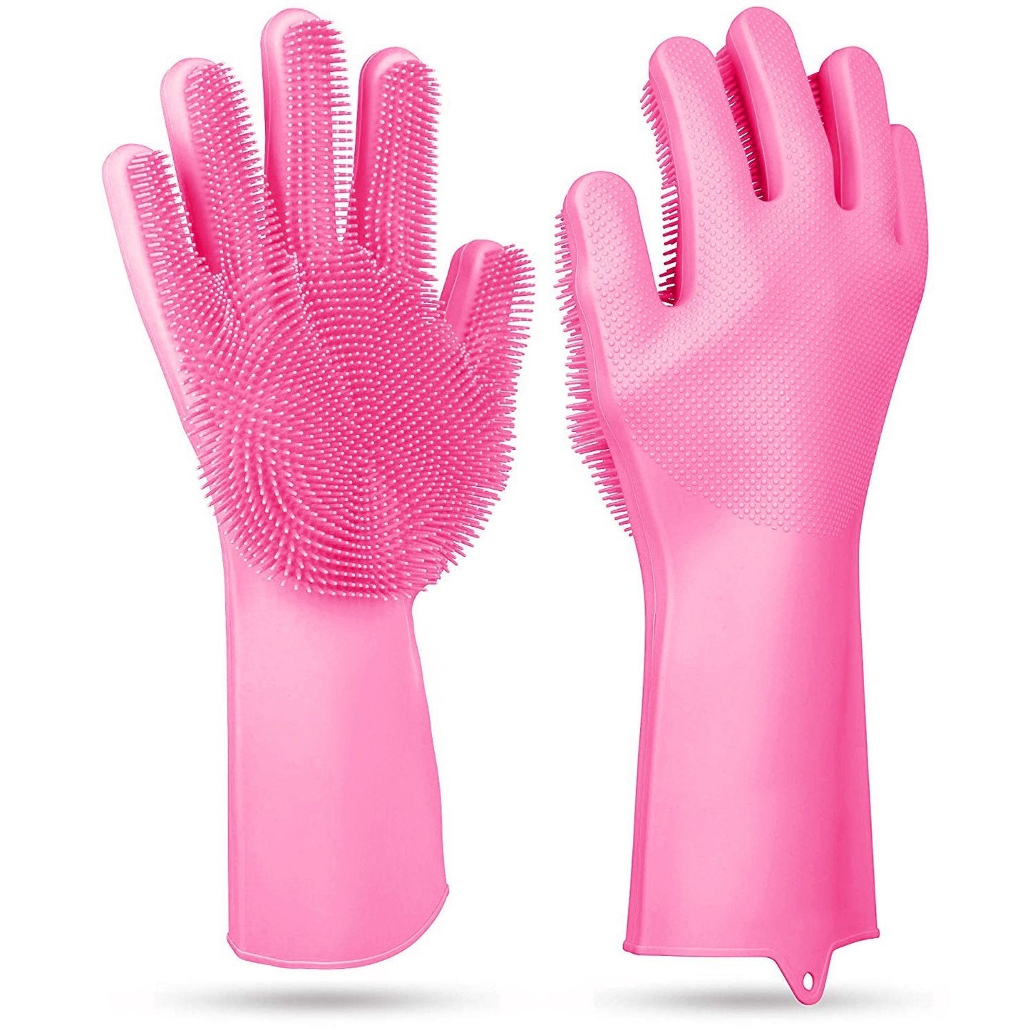 Magic Silicone Brush Dishwashing Gloves Pink __stock:100 Kitchen & Dining refund_fee:800