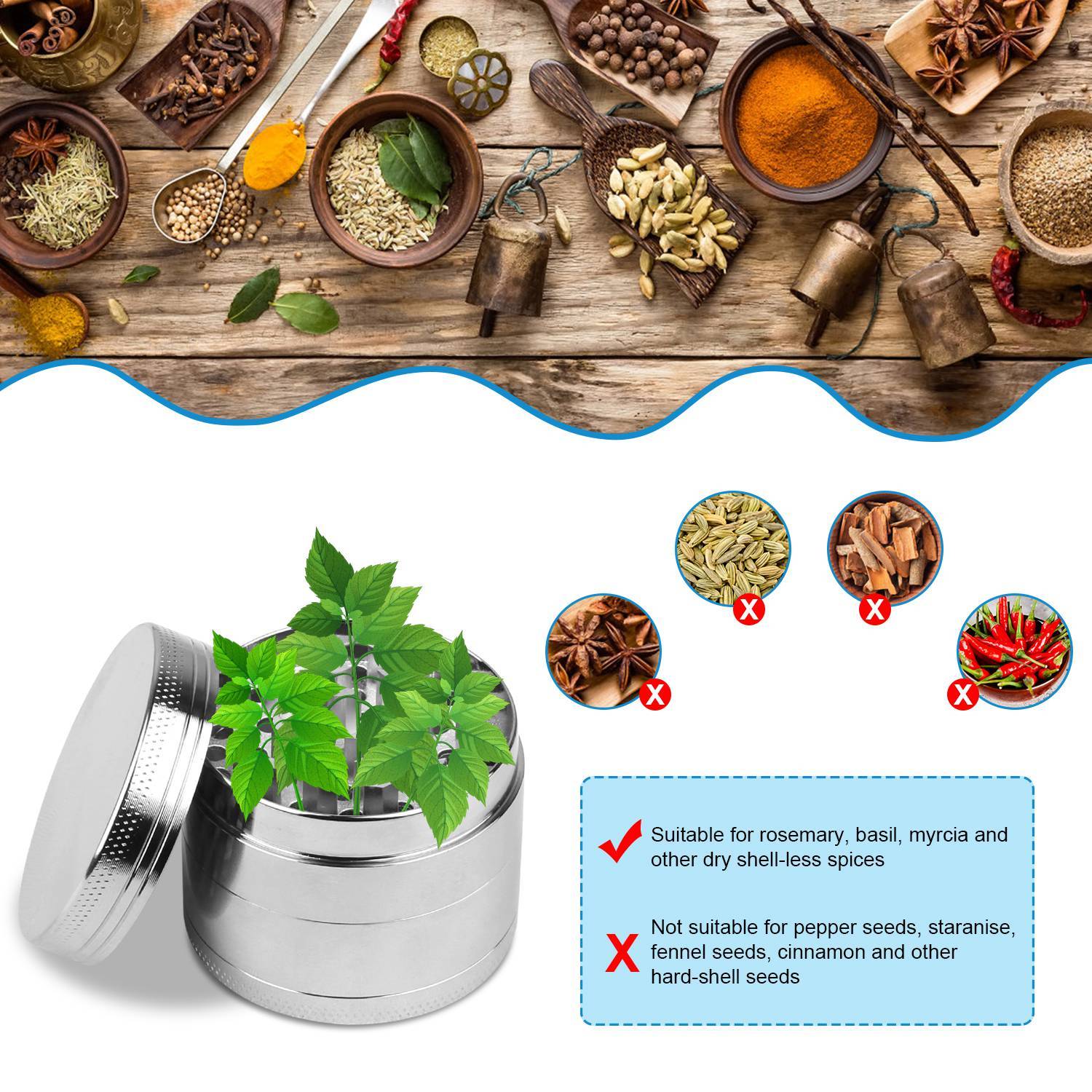 Magnetic Herb Spice Tobacco Grinder __stock:50 Kitchen & Dining refund_fee:800