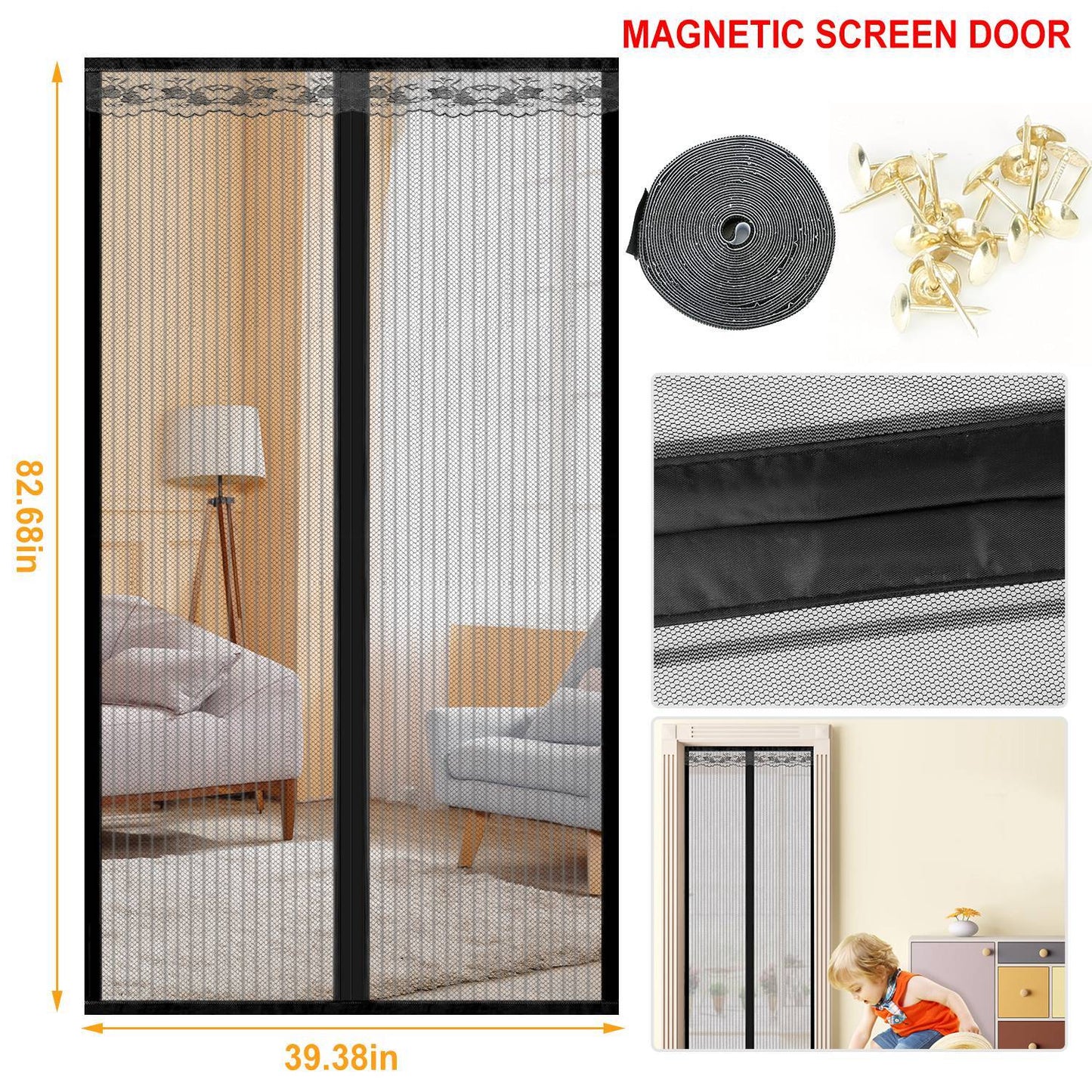 Magnetic Screen Door Hands-free Fly Mesh Door Curtain __stock:200 Pest Control refund_fee:1200