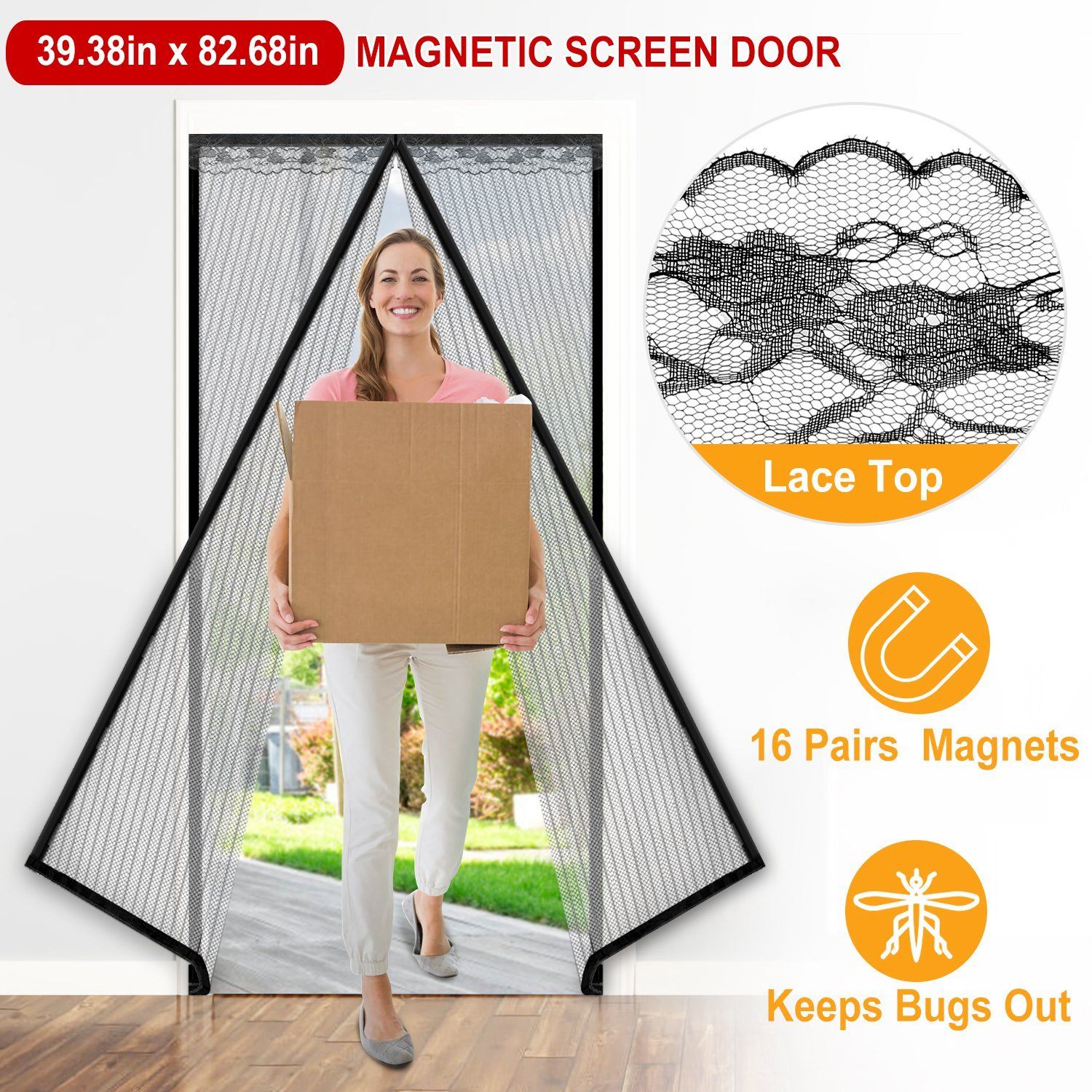 Magnetic Screen Door Hands-free Fly Mesh Door Curtain __stock:200 Pest Control refund_fee:1200