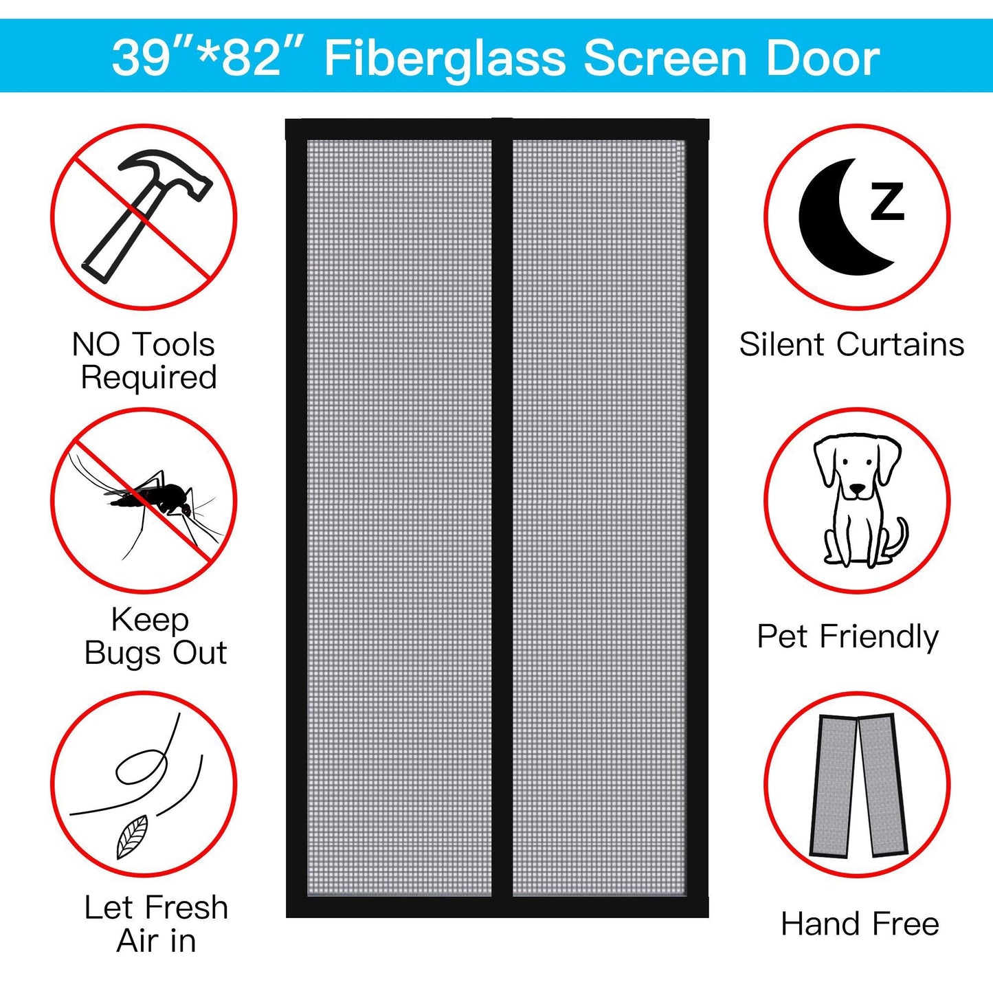 Magnetic Screen Door With Durable Fiberglass Mosquito Mesh Curtain __stock:250 Pest Control refund_fee:800