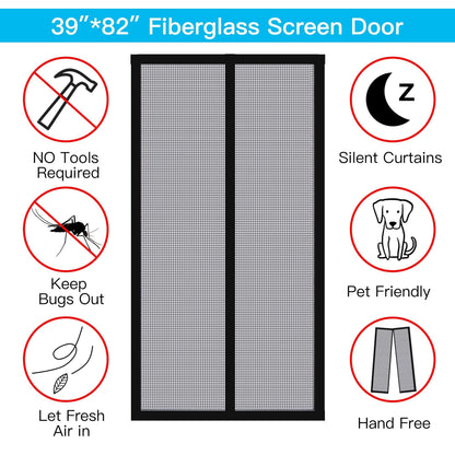 Magnetic Screen Door With Durable Fiberglass Mosquito Mesh Curtain __stock:250 Pest Control refund_fee:800