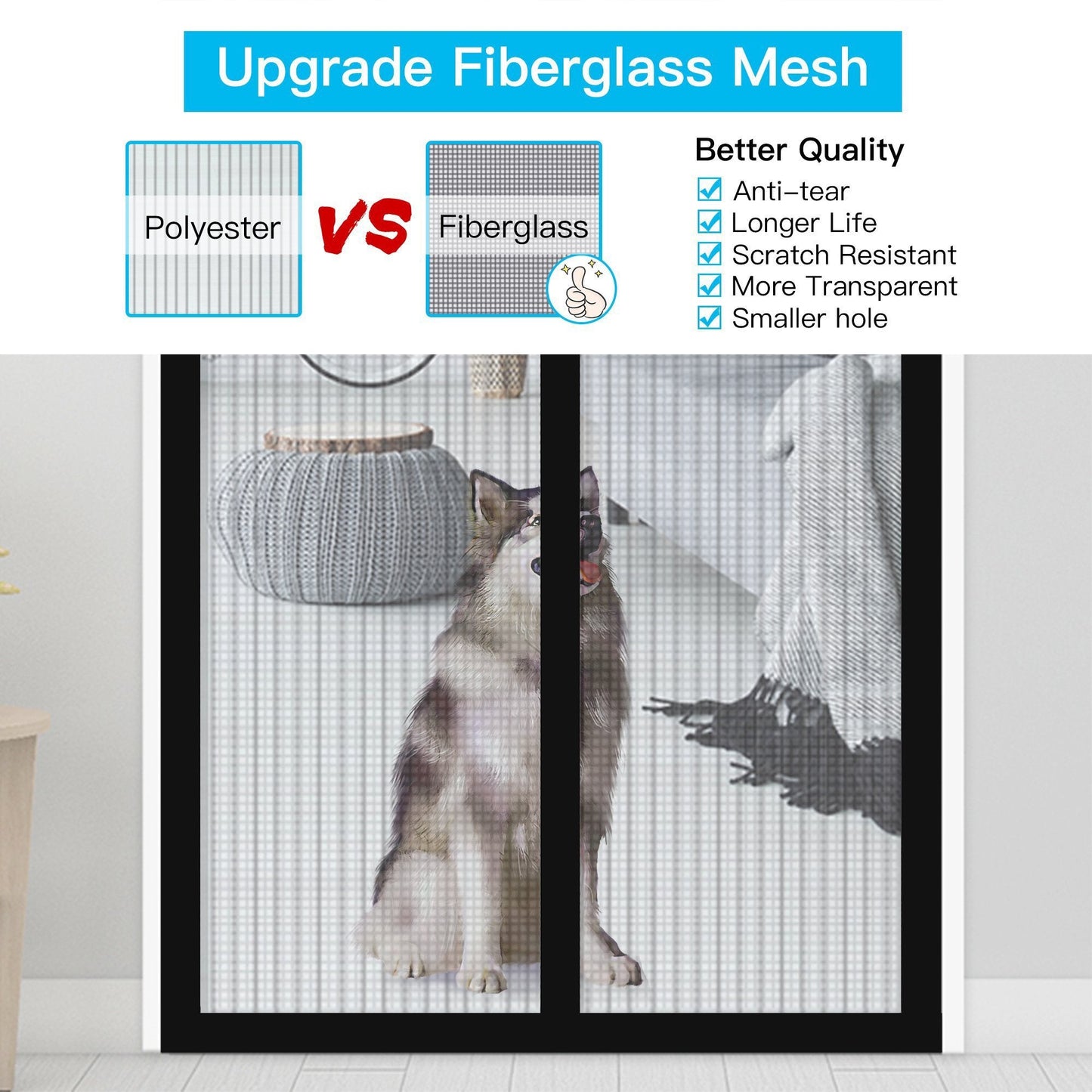 Magnetic Screen Door With Durable Fiberglass Mosquito Mesh Curtain __stock:250 Pest Control refund_fee:800