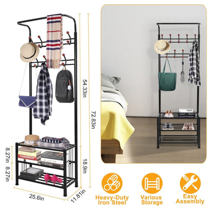 Metal Entryway Coat Shoe Rack Closet & Storage Low stock refund_fee:2200