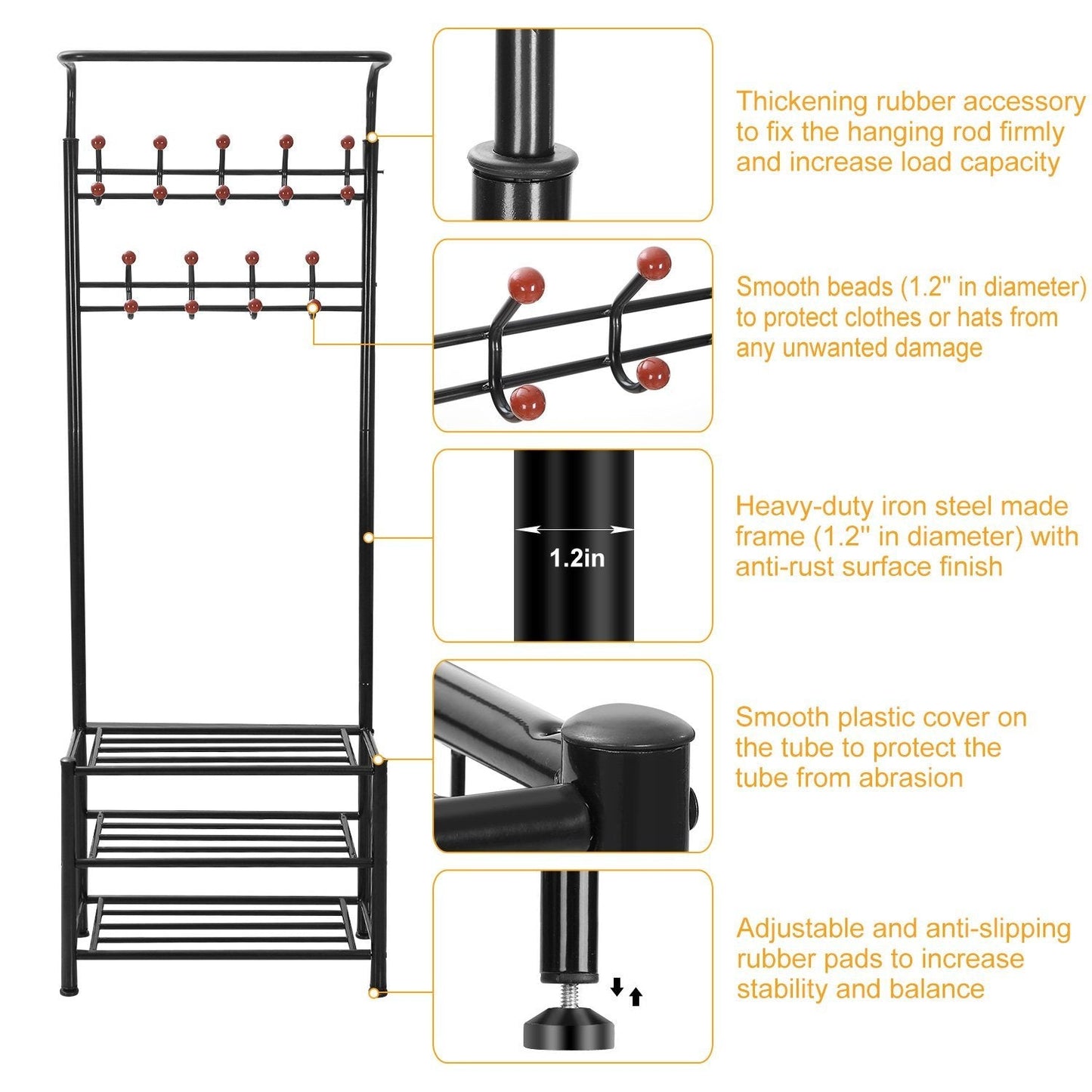 Metal Entryway Coat Shoe Rack Closet & Storage Low stock refund_fee:2200