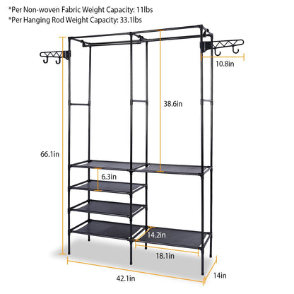 Metal Garment Rack Shoe Clothing Organizer Shelves __stock:100 Closet & Storage refund_fee:1200