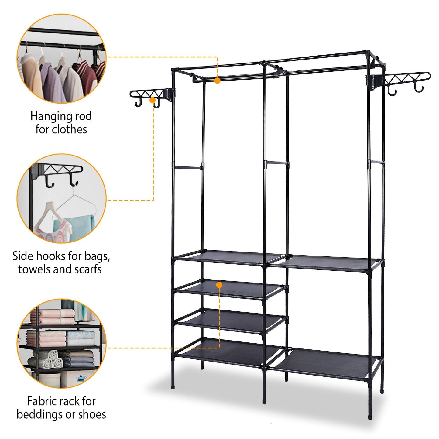 Metal Garment Rack Shoe Clothing Organizer Shelves __stock:100 Closet & Storage refund_fee:1200