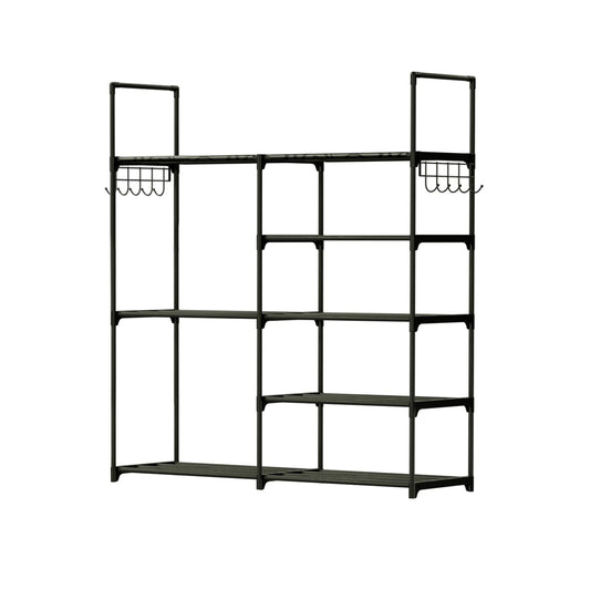 Metal Shoe Storage Shelf Free Standing Shoe Stand with 2 Row Hooks 1 __stock:50 Closet & Storage refund_fee:1200