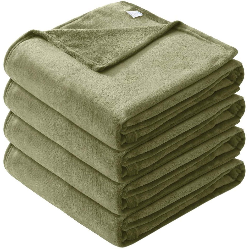 Microfiber Soft Fleece Blanket -Comfy for All Seasons Green __label2:BOGO 30% OFF __stock:100 Bedding refund_fee:800