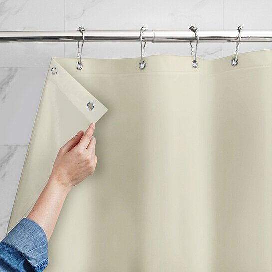 Mildew Resistant Heavyweight Vinyl Shower Curtain Liner with Magnets Metal Grommets Tan __stock:1000 Bath refund_fee:800