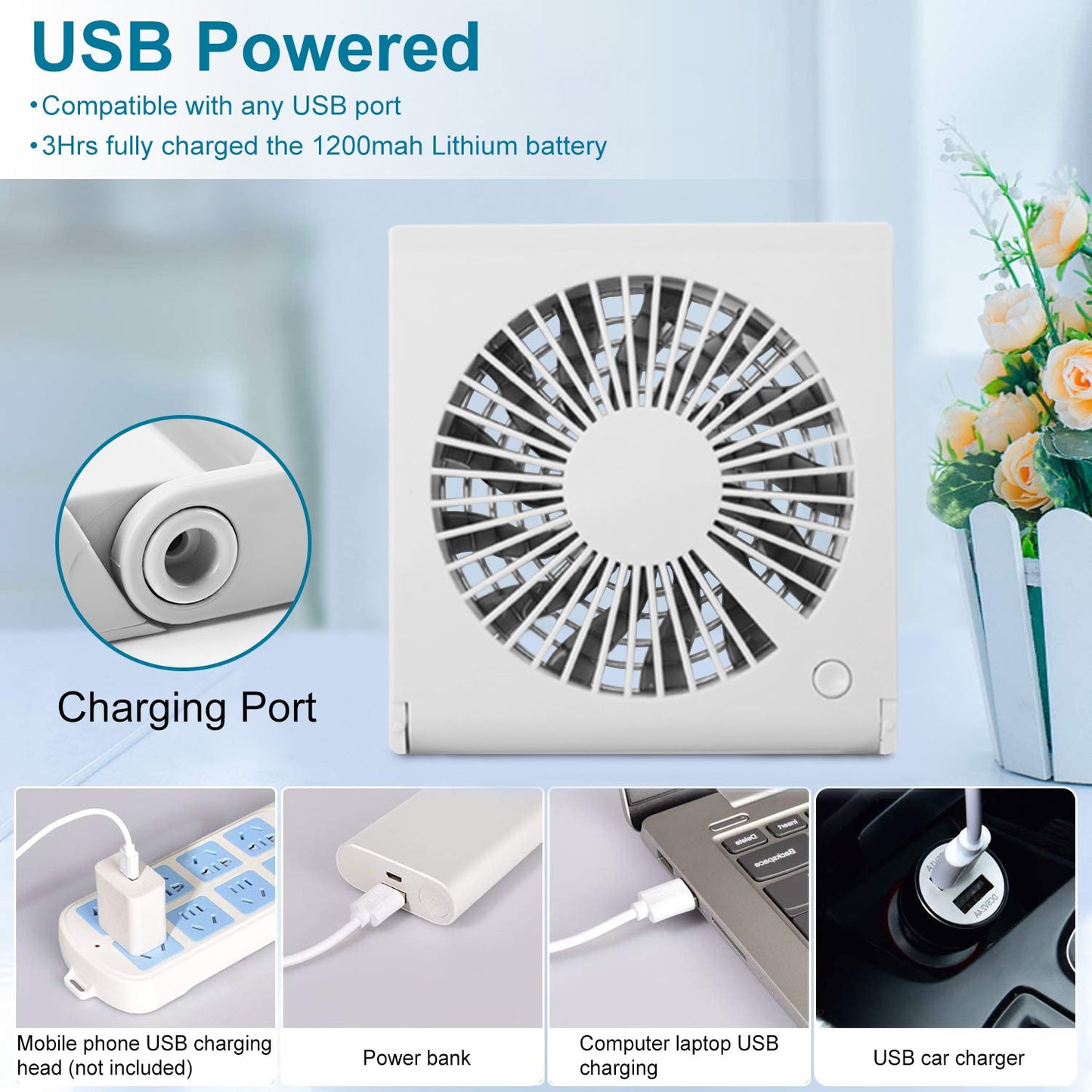 Mini Electric Desk Fan USB Rechargeable __stock:50 Household Appliances Low stock refund_fee:1200 Warranty