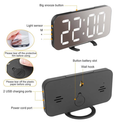 Mirror LED Electronic Alarm Clock Household Appliances Low stock refund_fee:1200