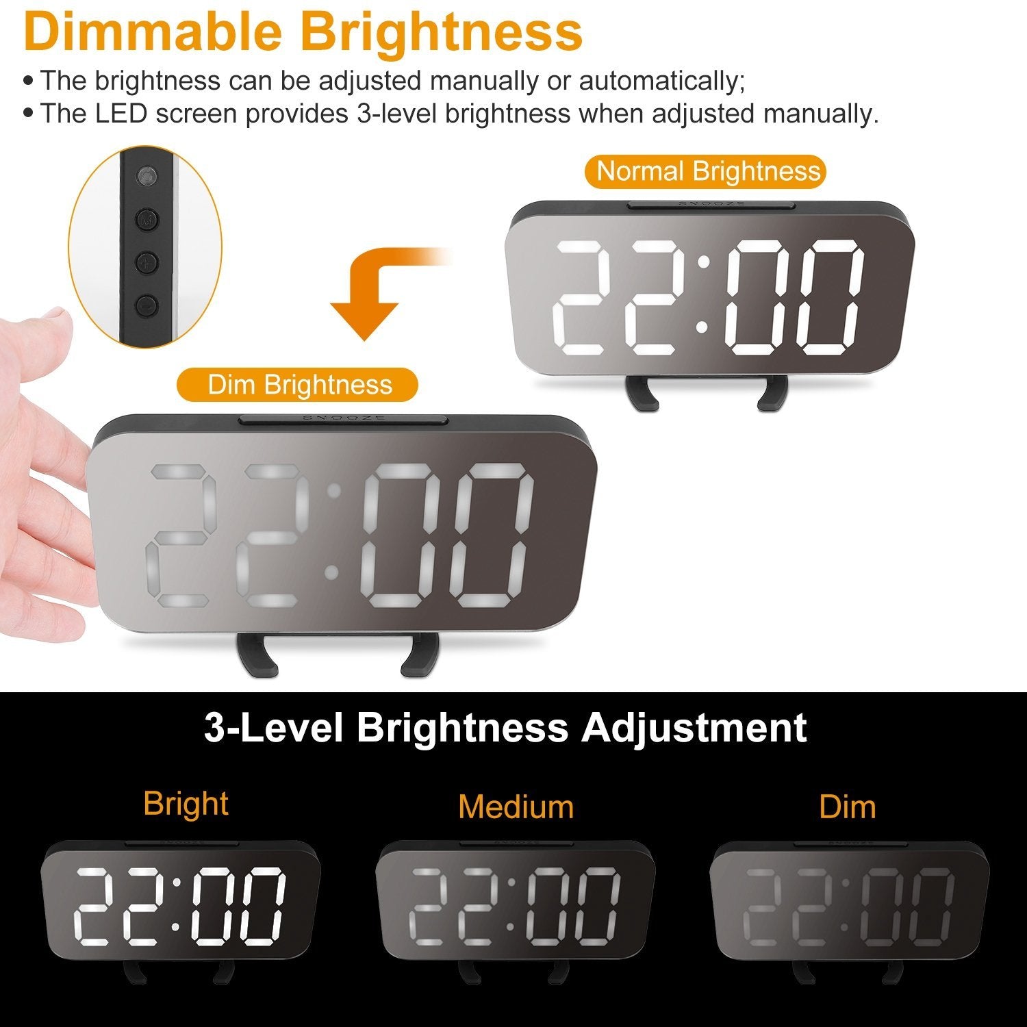 Mirror LED Electronic Alarm Clock Household Appliances Low stock refund_fee:1200