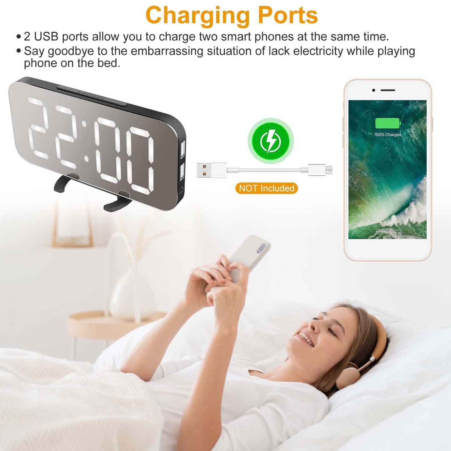 Mirror LED Electronic Alarm Clock Household Appliances Low stock refund_fee:1200