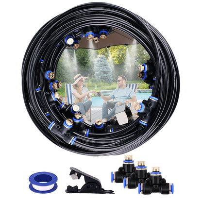 Mist Cooling System 26Ft Line + 10 T-Joint Nozzles Water Sprayer Garden & Patio Low stock refund_fee:1200