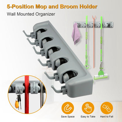 Mop Holder Wall Mount Hanger Organizer Storage Closet & Storage refund_fee:1200