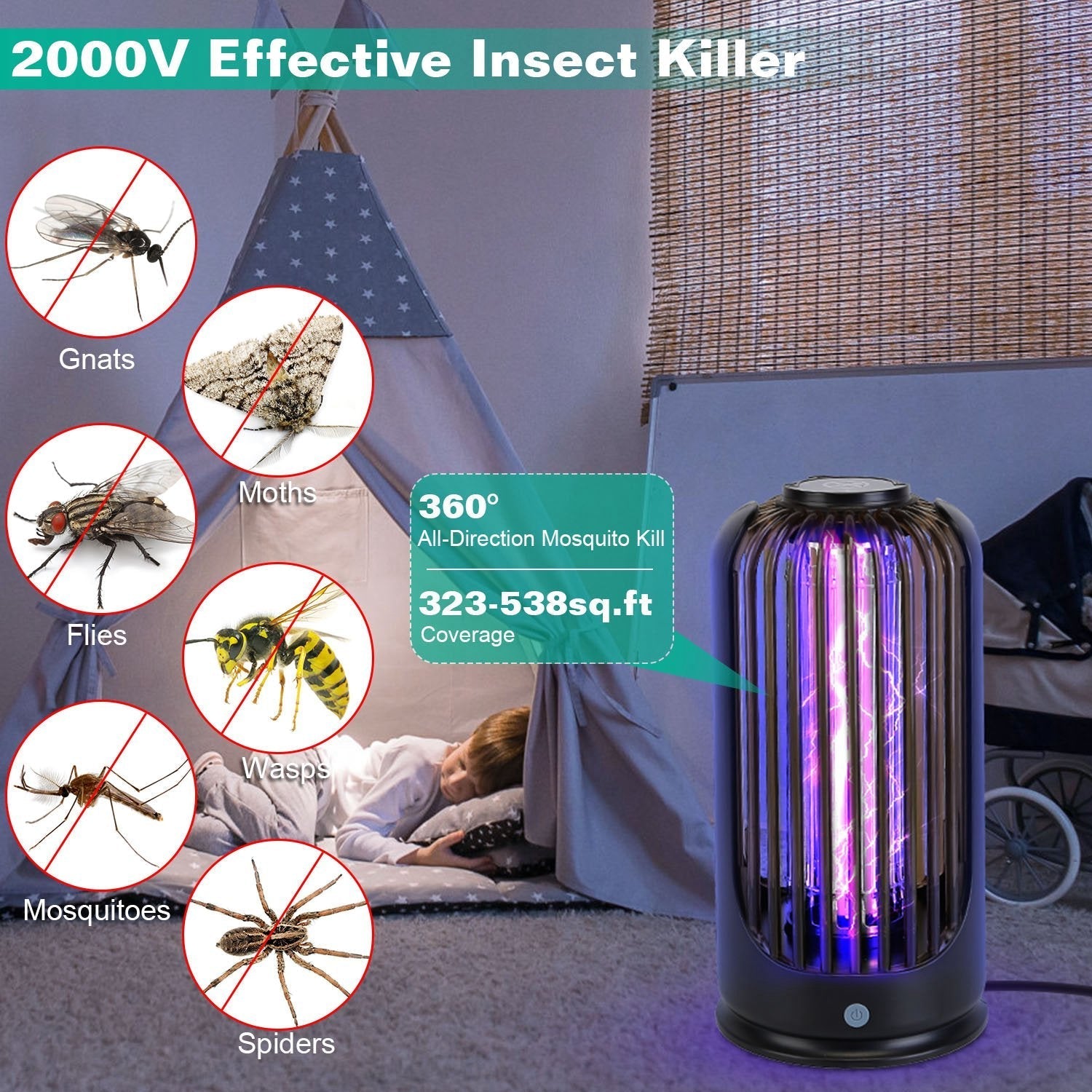 Mosquito Killer Lamp 2000V High Powered Pest Control __stock:50 Low stock Pest Control refund_fee:1200 Warranty