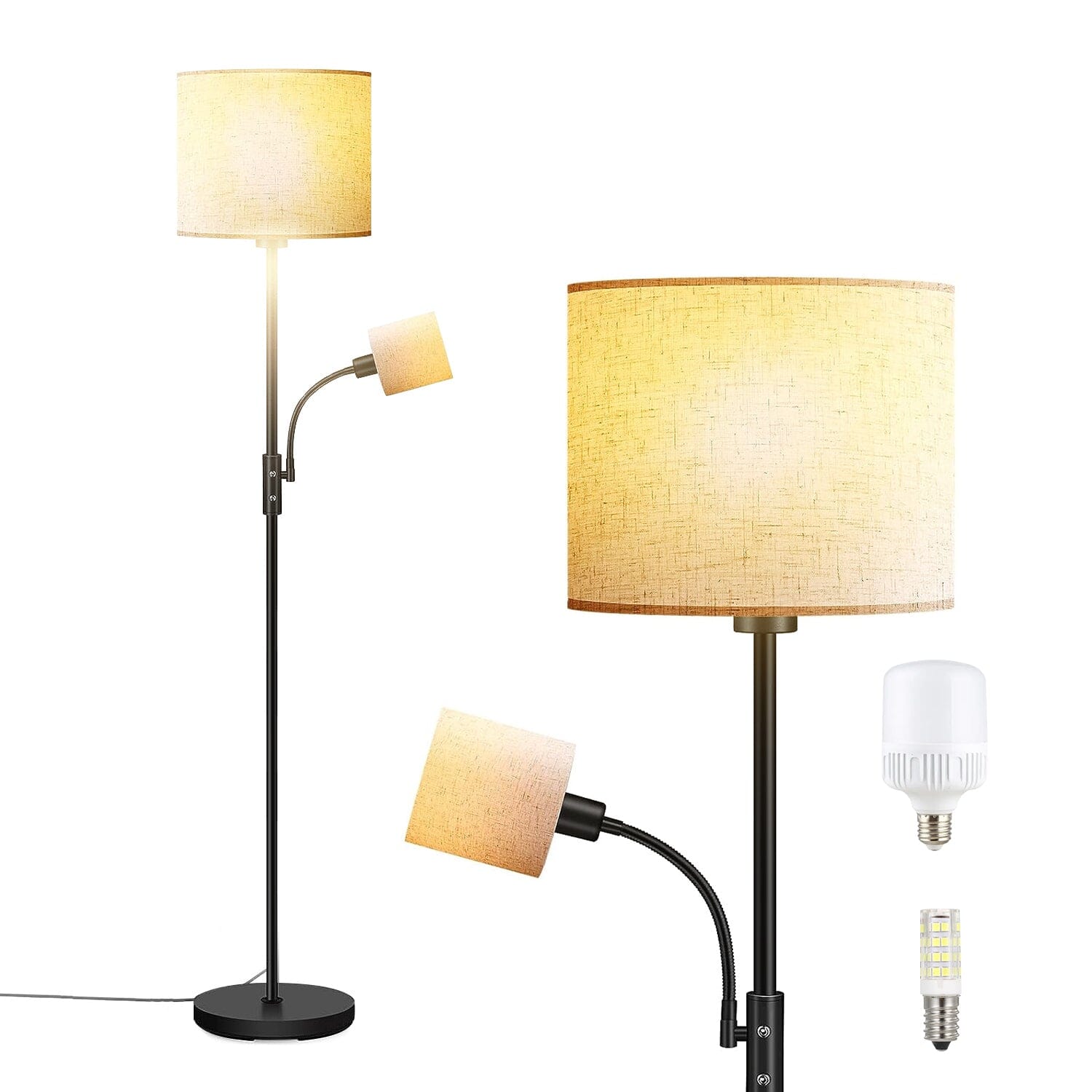 Mother Daughter Floor Lamp with Linen Shade Beige __stock:50 Indoor Lighting refund_fee:2200 Warranty