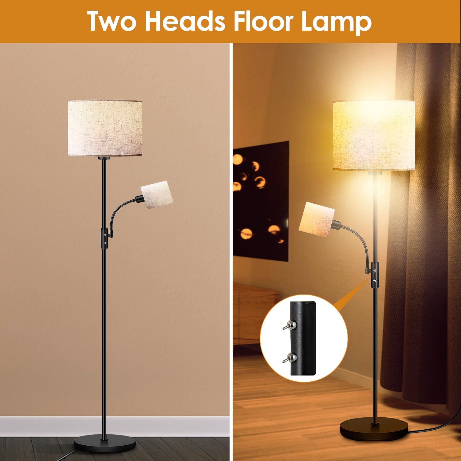 Mother Daughter Floor Lamp with Linen Shade __stock:50 Indoor Lighting refund_fee:2200 Warranty