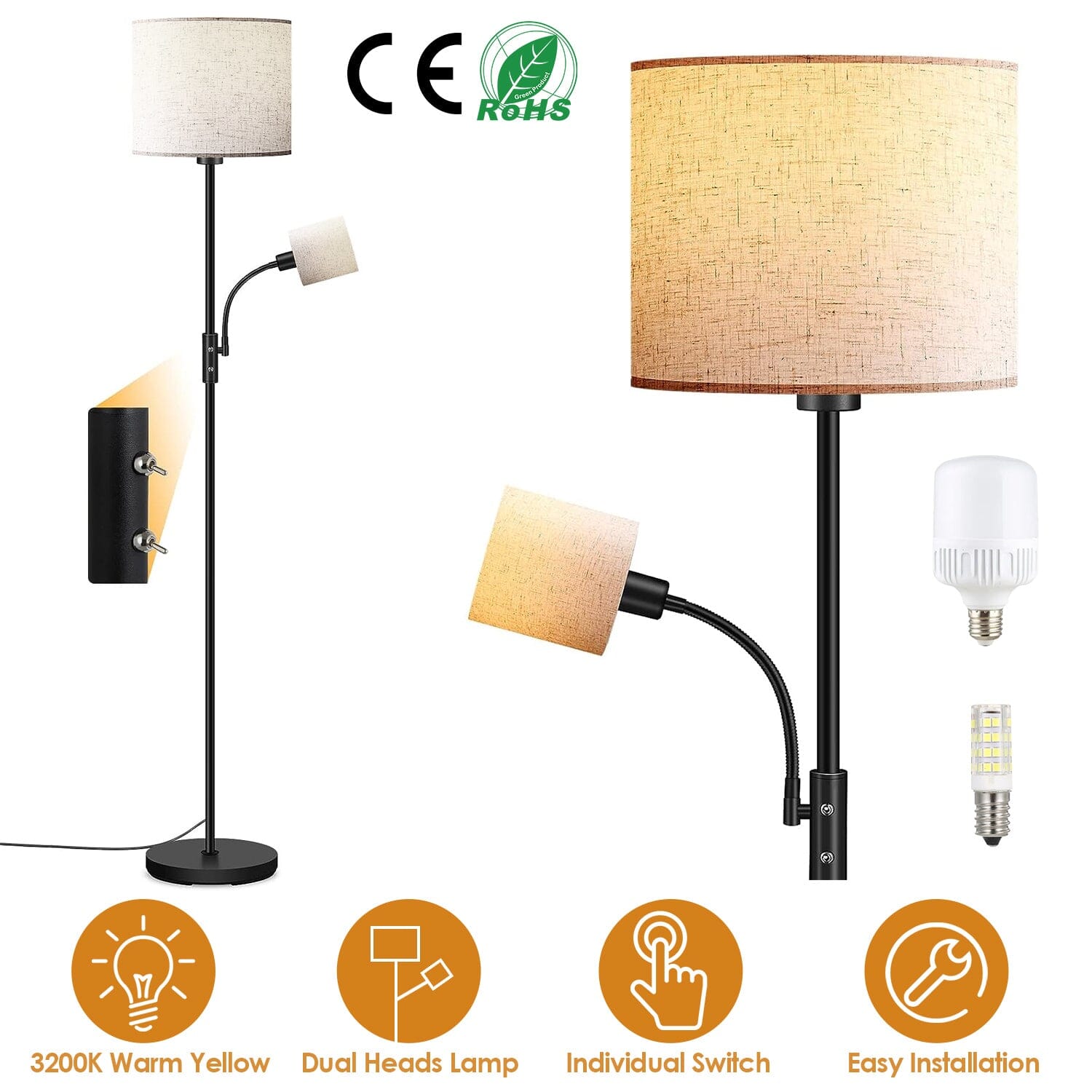 Mother Daughter Floor Lamp with Linen Shade __stock:50 Indoor Lighting refund_fee:2200 Warranty