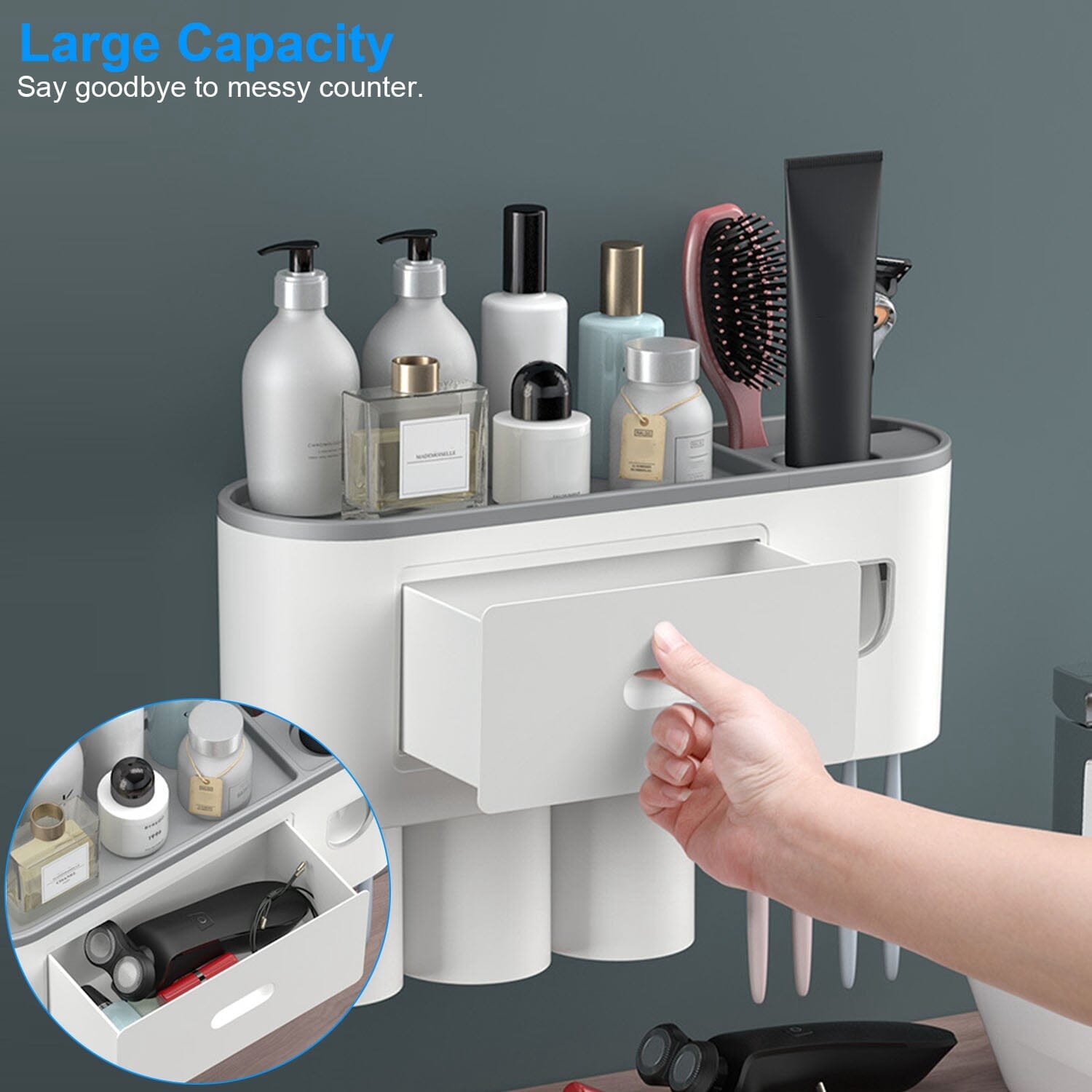 Multifunctional Wall Mount Toothbrush Holder Rack Organizer __stock:50 Bath refund_fee:1200