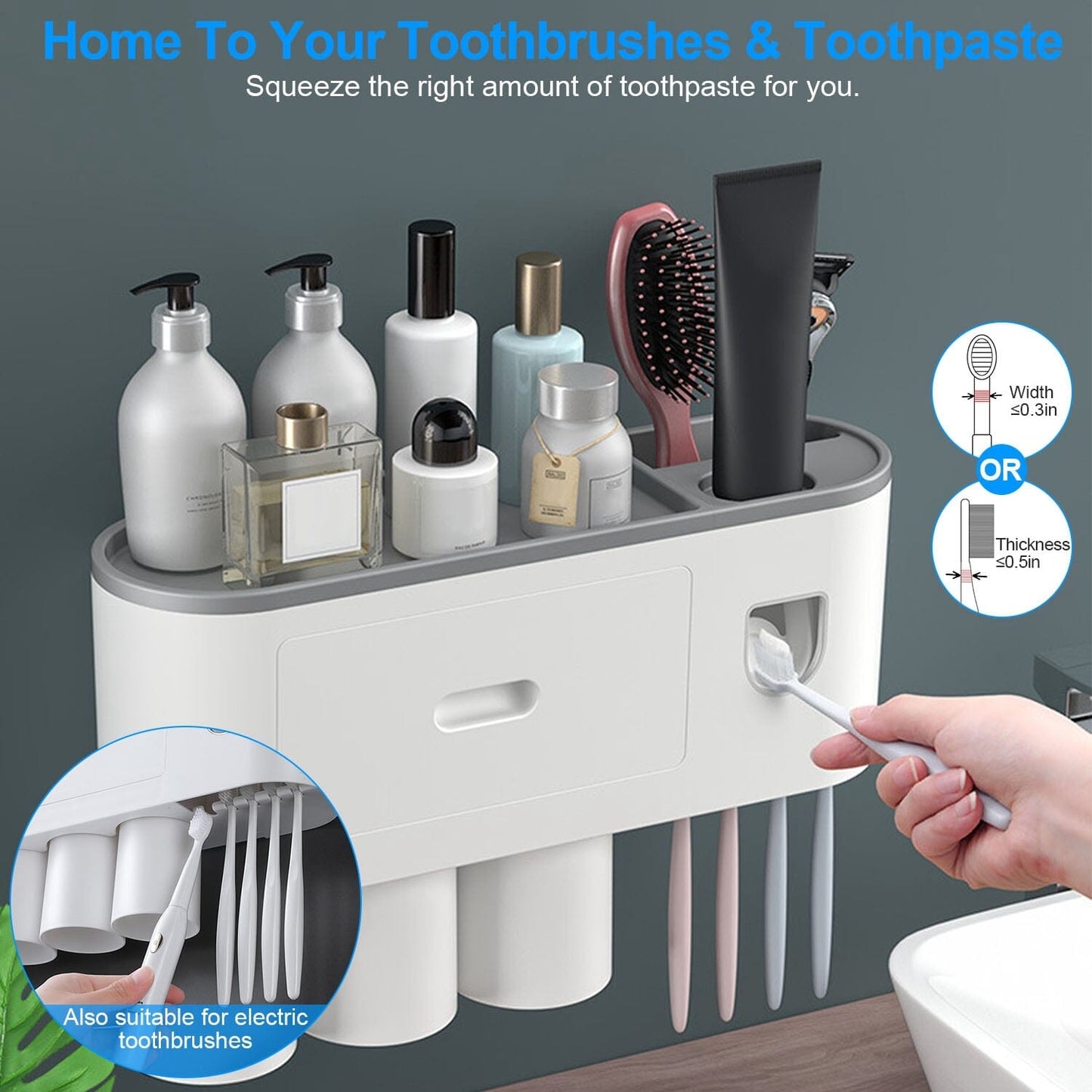 Multifunctional Wall Mount Toothbrush Holder Rack Organizer __stock:50 Bath refund_fee:1200