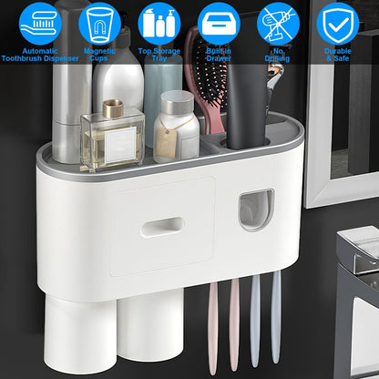 Multifunctional Wall Mount Toothbrush Holder Rack Organizer __stock:50 Bath refund_fee:1200