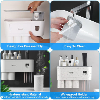 Multifunctional Wall Mount Toothbrush Holder Rack Organizer __stock:50 Bath refund_fee:1200