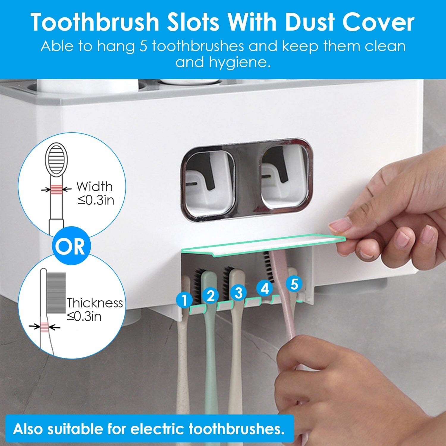 Multifunctional Wall Mount Toothbrush Organizer __stock:50 Bath Low stock refund_fee:1200 Warranty