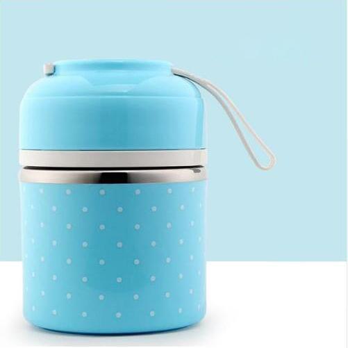 Multilayer Cute Thermal Lunch Box Stainless Steel Food Container Blue 1 Layer __stock:500 Kitchen & Dining refund_fee:1200