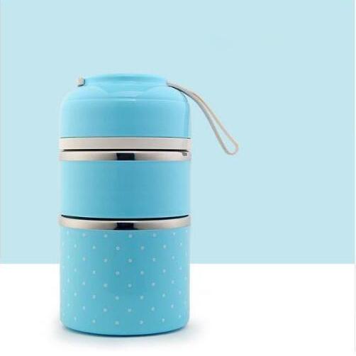 Multilayer Cute Thermal Lunch Box Stainless Steel Food Container Blue 2 Layer __stock:500 Kitchen & Dining refund_fee:1200