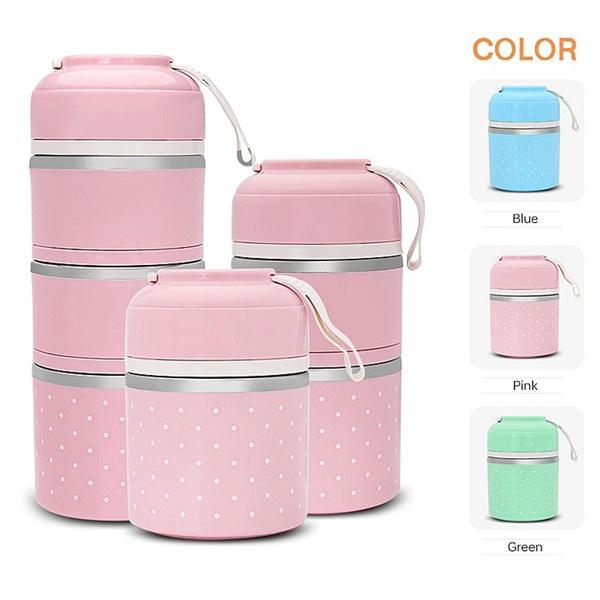 Multilayer Cute Thermal Lunch Box Stainless Steel Food Container __stock:500 Kitchen & Dining refund_fee:1200