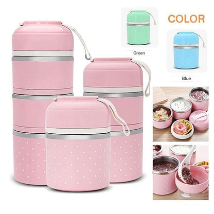 Multilayer Cute Thermal Lunch Box Stainless Steel Food Container __stock:500 Kitchen & Dining refund_fee:1200