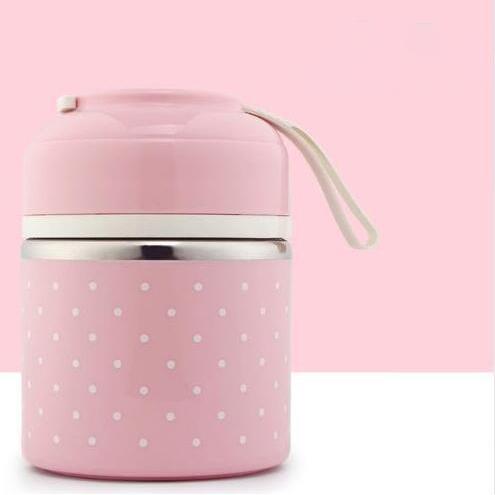 Multilayer Cute Thermal Lunch Box Stainless Steel Food Container Pink 1 Layer __stock:500 Kitchen & Dining refund_fee:1200